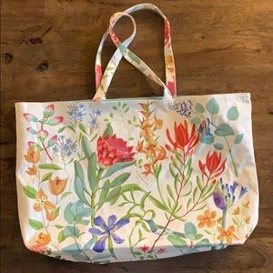 Floral Lined Beach Bag
